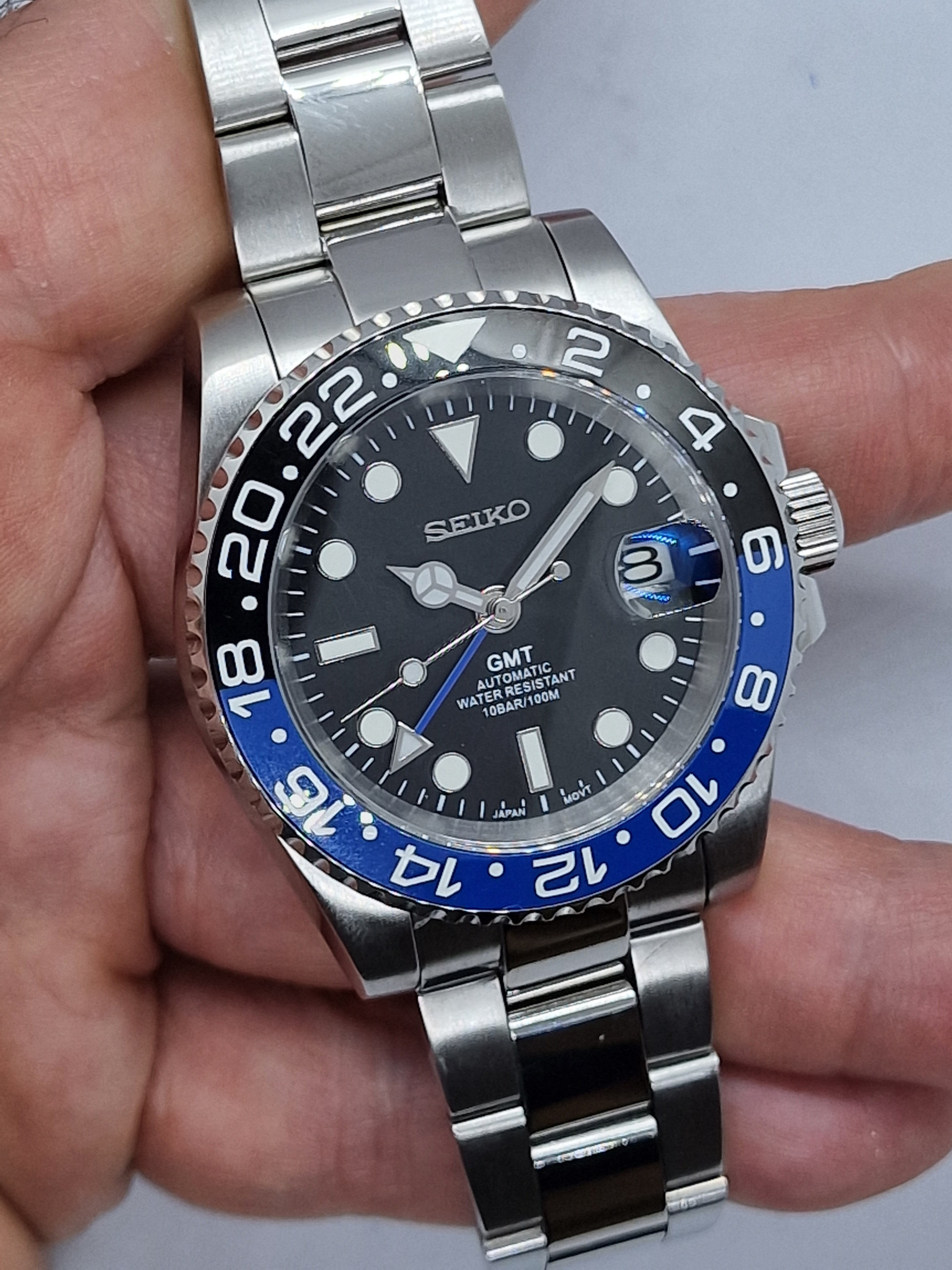 Seiko Mod Gmt Black Nh34 Automatic 40 mm Ceramic Bezel