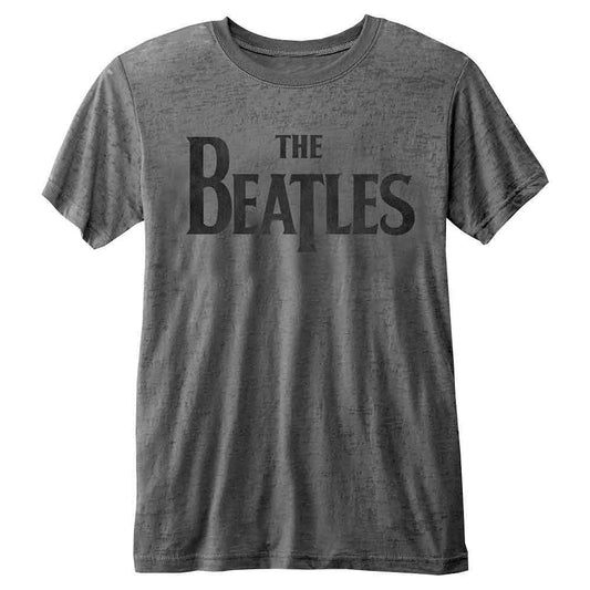 The Beatles T Shirt Drop T Logo new Official Womens Skinny Fit Grey Burn  Out – Hard days night Shop