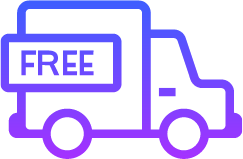 Purple icon of truck with FREE written across it