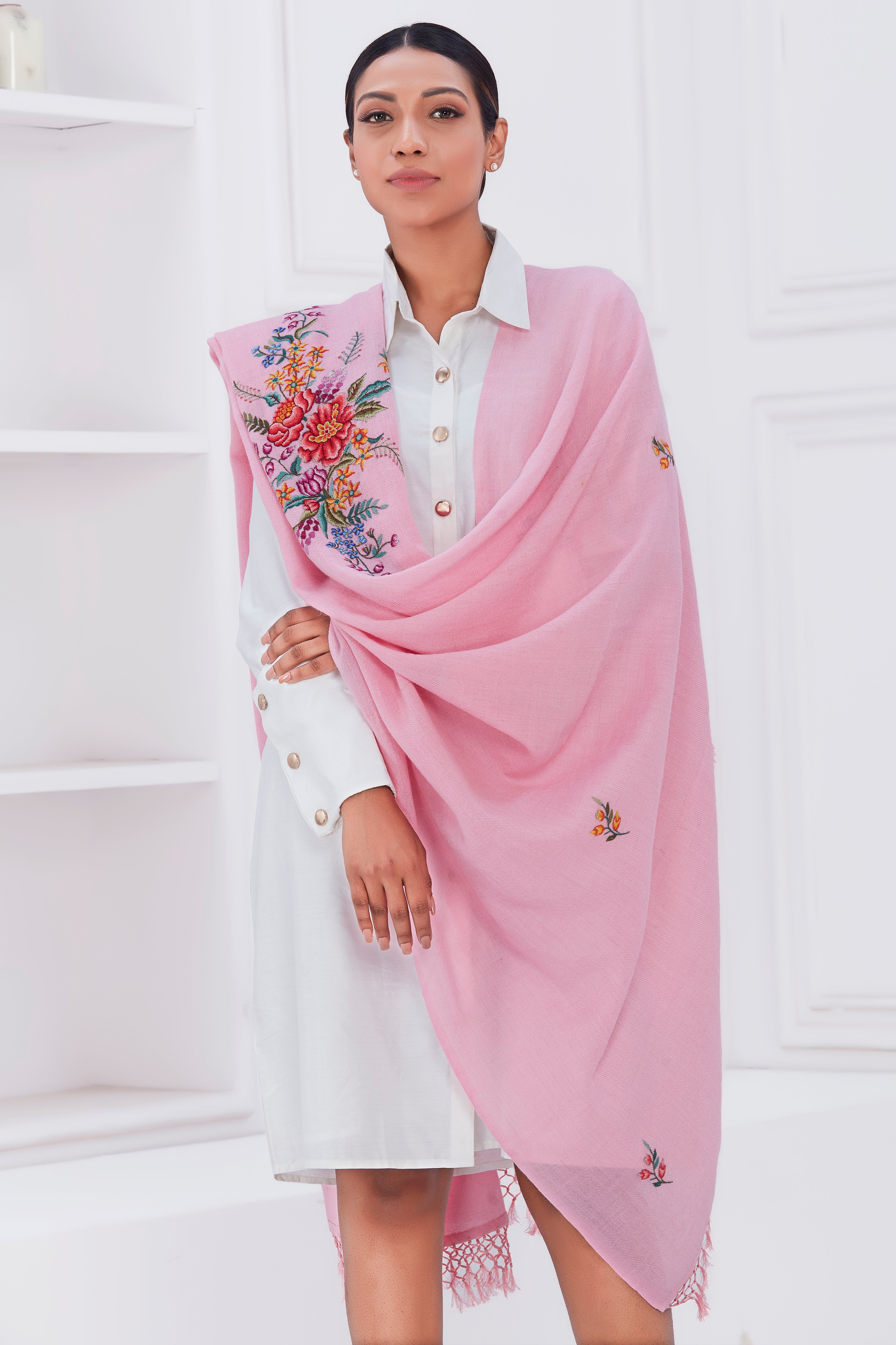 Blossom Blush Handwoven Shawl