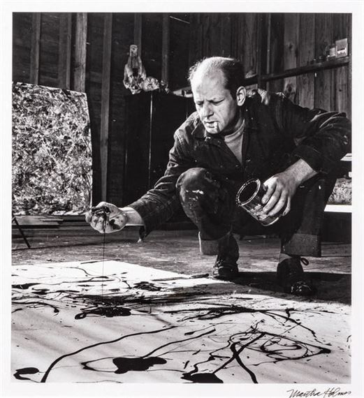 Martha Holmes, Jackson Pollock Working in his Barn Studio Springs New York, 1949 via MutualArt
