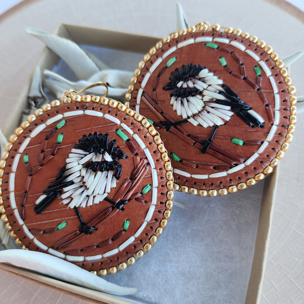 Birds Quillwork on Birchbark