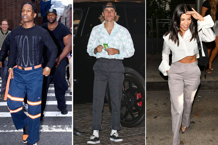ASAP Rocky, Justin Bieber e Courtney kardashian indossano i pantaloni workwear Dickies
