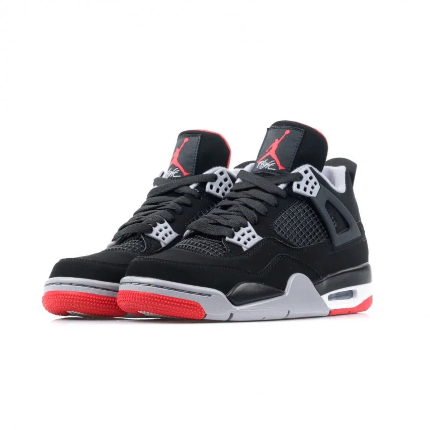 Pair of basketball sneakers, Air Jordan 4 Bred colorway black/red