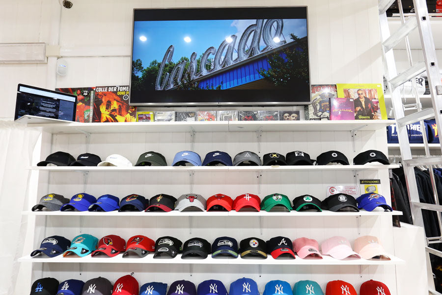 Selection of street style caps with curved visor from top brands including Nike, New Era and 47 Brand