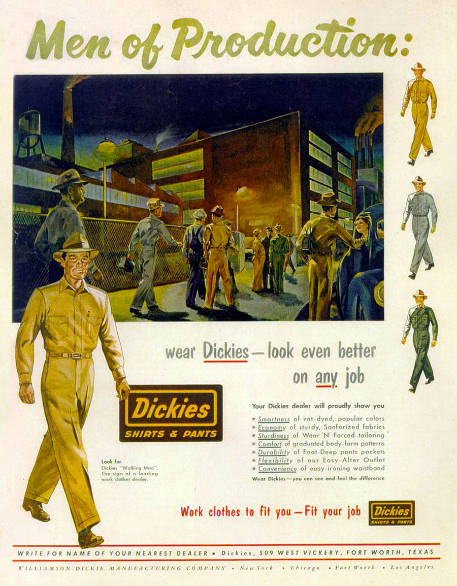 Vecchia pubblicità print advertising Dickies anni '50