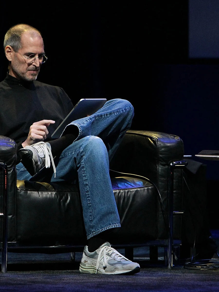 Steve Jobs wears New Balance 2002r dad shoes during iPad presentation
