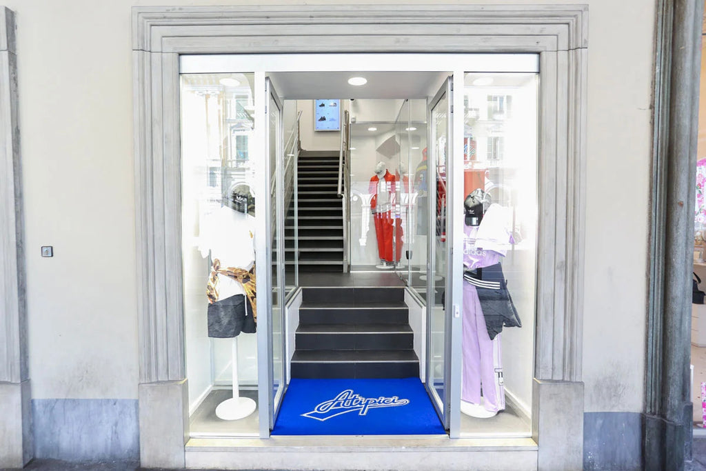 Exterior of the entrance to the ATIPICI Shop Cuneo streetwear clothing store in Corso Nizza, 4 currently closed and moved to Piazza Galimberti, 2