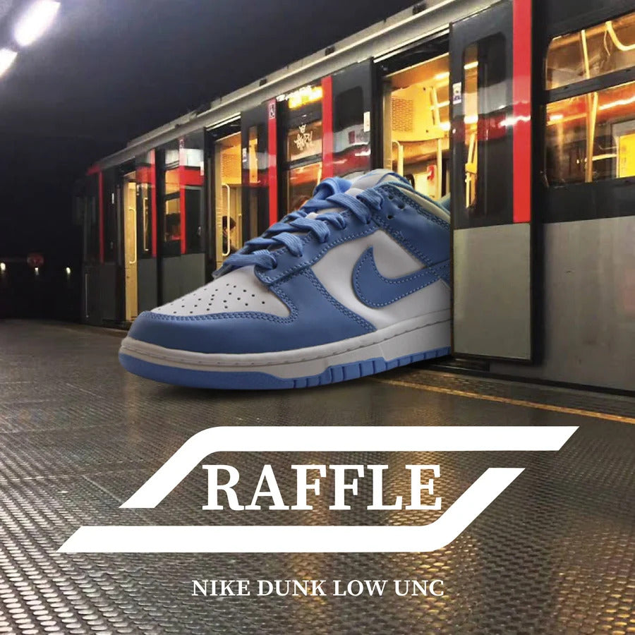 Special release in raffle by ATIPICI of the Nike Dunk Low Retro UNC, rare limited edition low sneakers