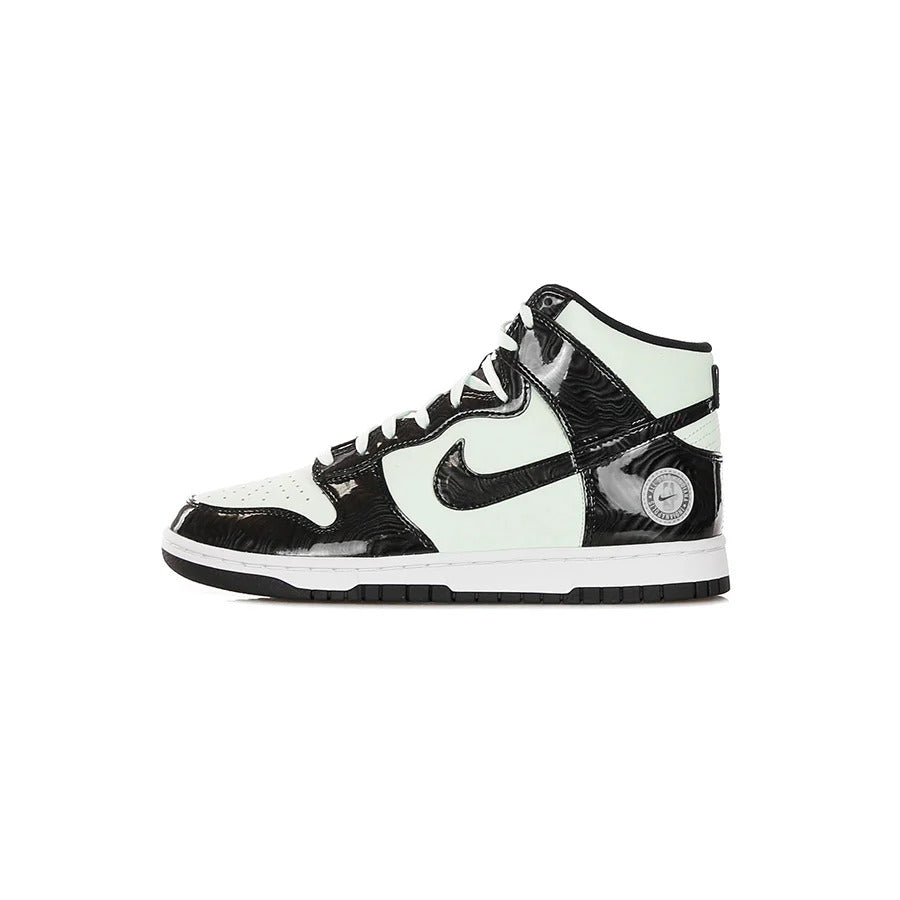Nike Dunk High SE "All Star" shiny leather high shoe with Mint green base and black shiny leather overlays