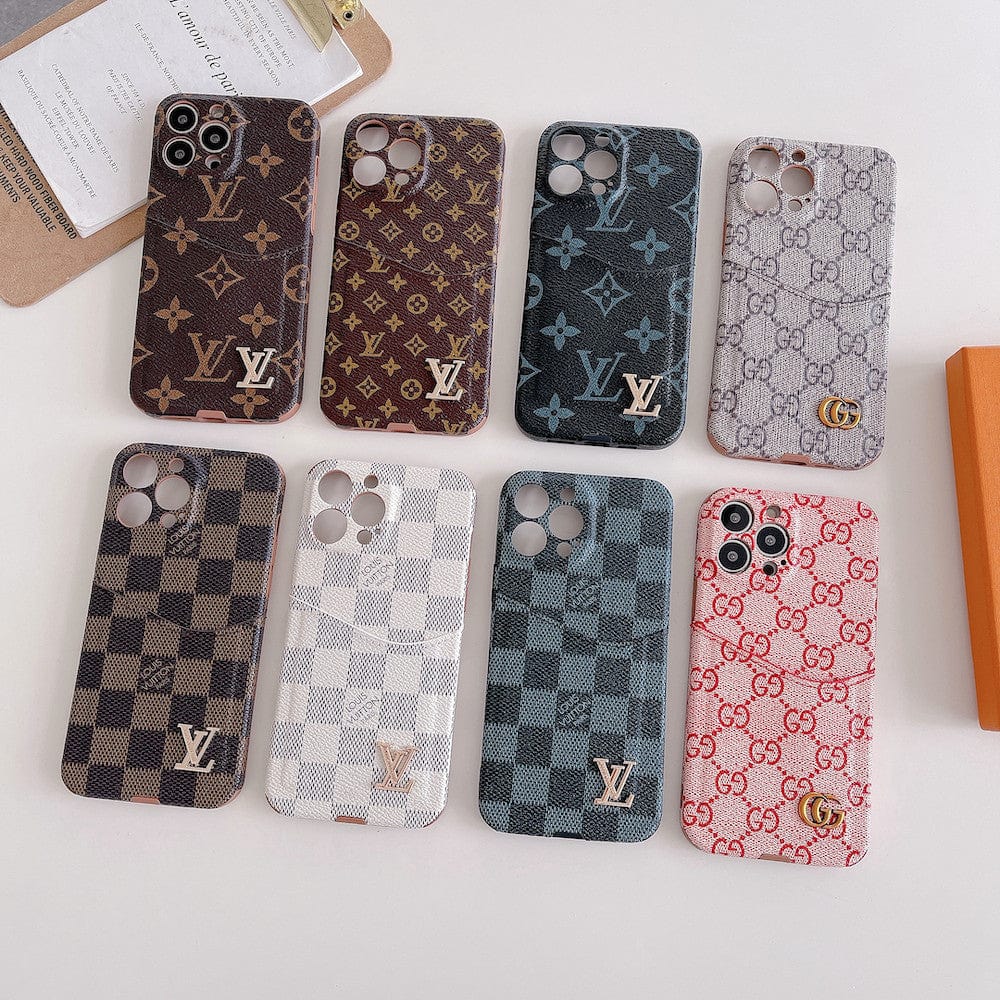 Louis Vuitton And Gucci Back Pocket iPhone 14 Case With Straps - HypedEffect