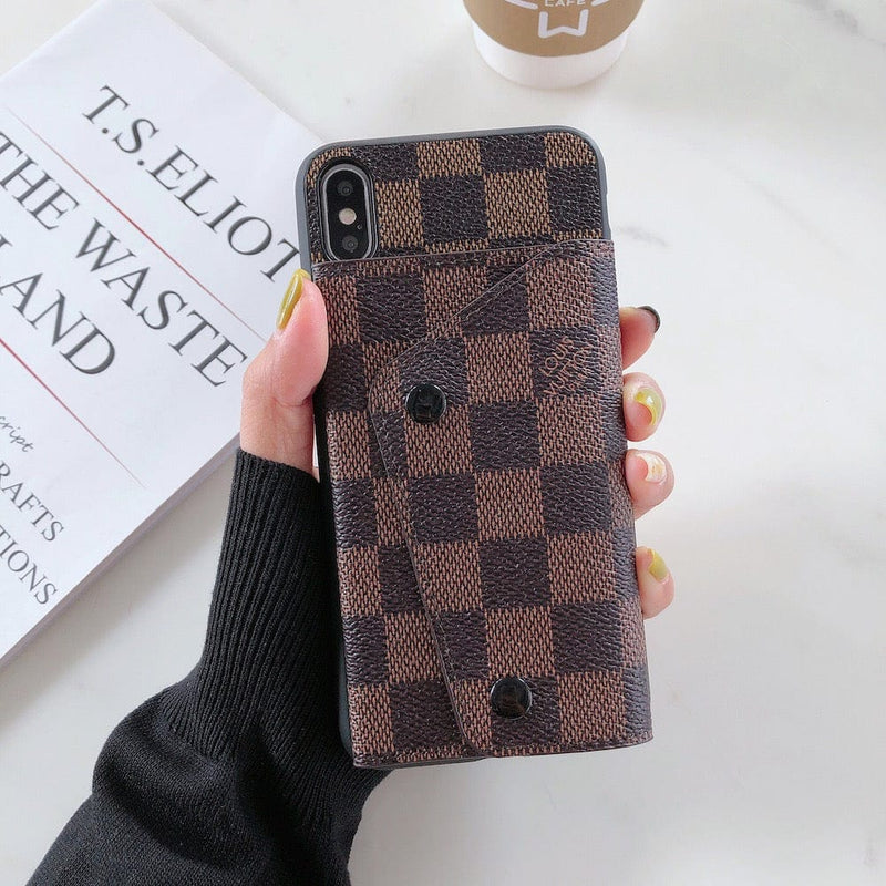 Louis Vuitton And Gucci Back Pocket iPhone 14 Case With Straps - HypedEffect