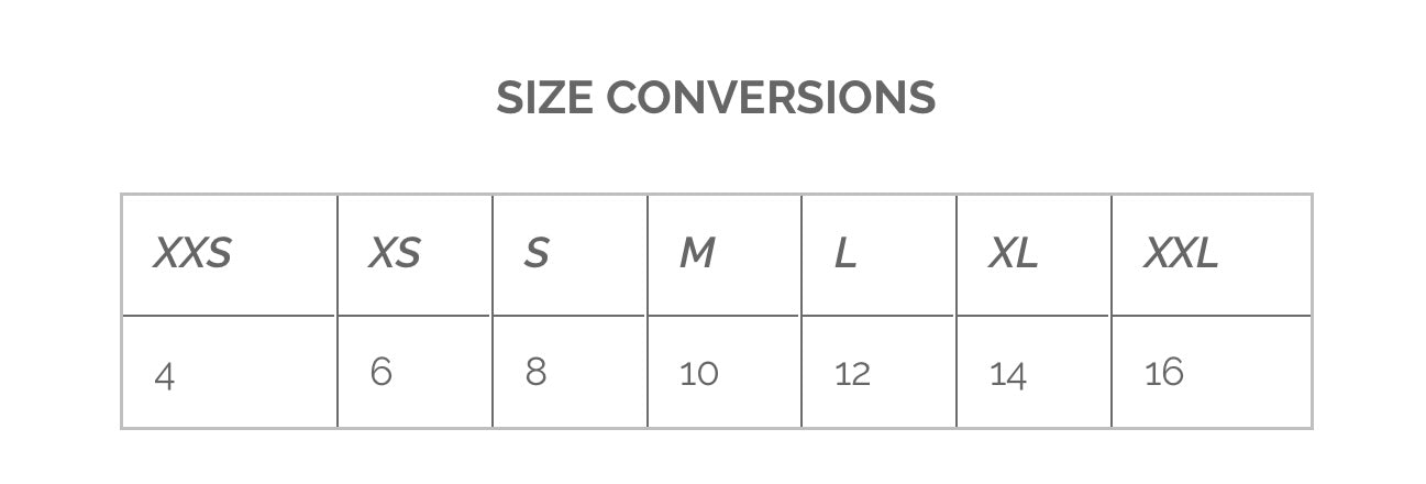 Australian Size Guide Conversions - KRUIZ