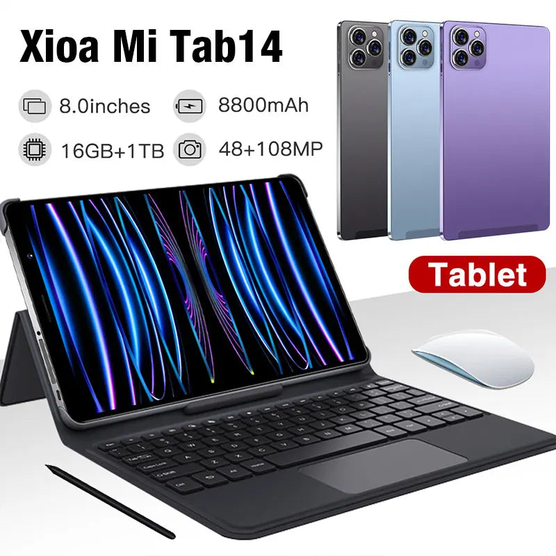 Android Tablet 8.0inch 16G+1TB 108MP Global 5G Dual SIM Card