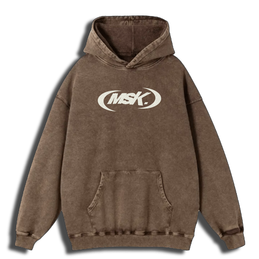 (MSK) BROWN ACID WASH HOODIE