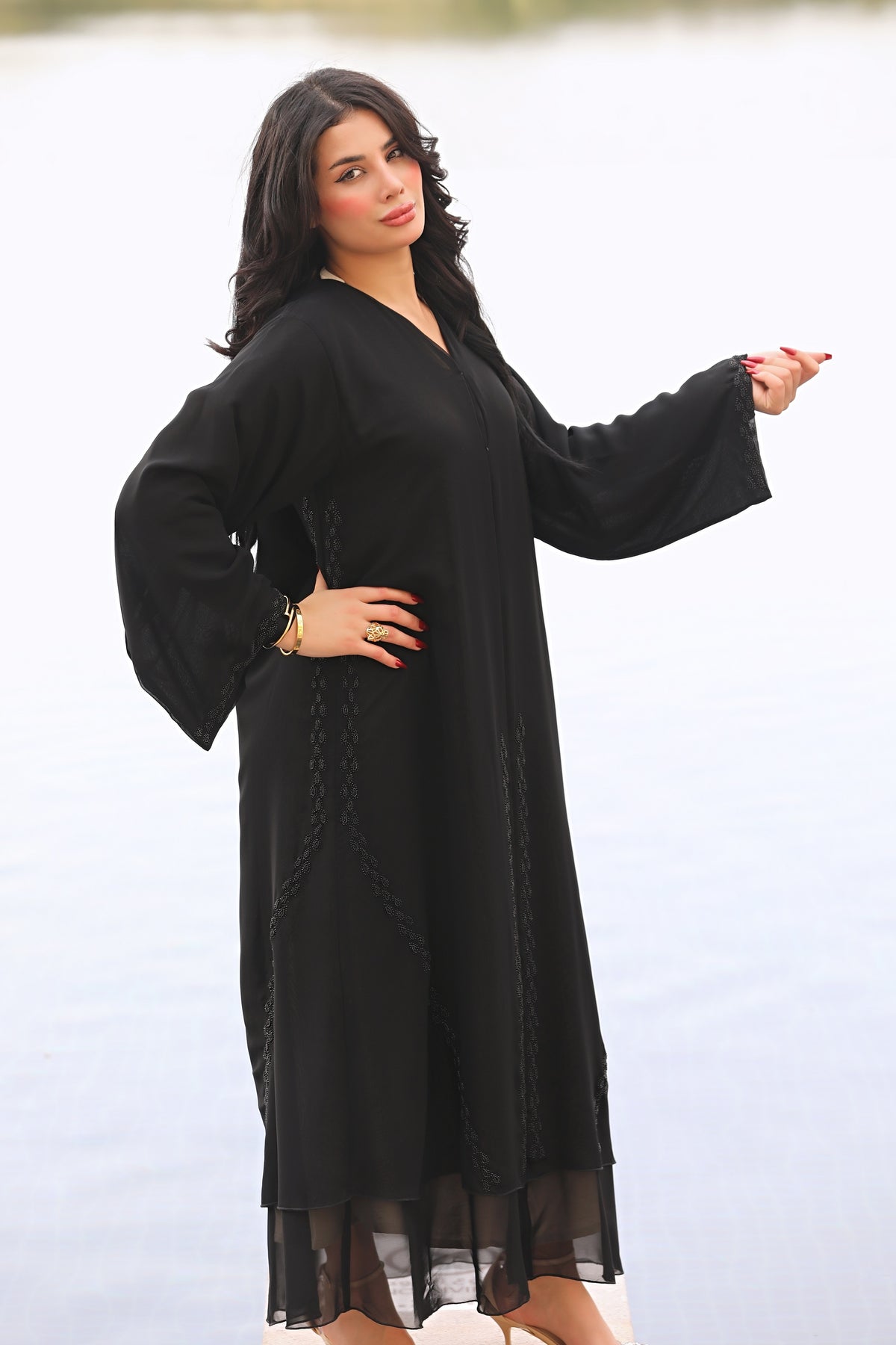 Gorgeous Double chiffon abaya  Black abaya designs, Abaya fashion, Abayas  fashion