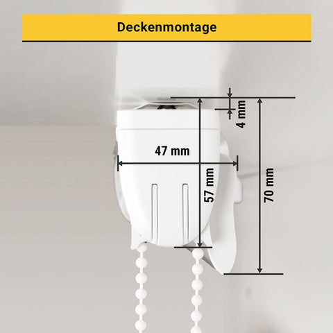 Doppel-Klemmrollo Abmessungen bei Montage and der Decke