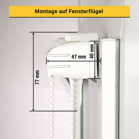 Doppel-Klemmrollo Abmessungen bei Montage auf dem Fensterflügel