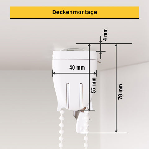 Maßangaben für Klemmrollo Deckenmontage