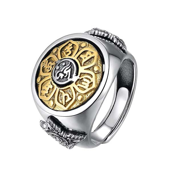 Rotating ring mantra Om Mani Padme Hum silver 990 - Artisan d'Asie