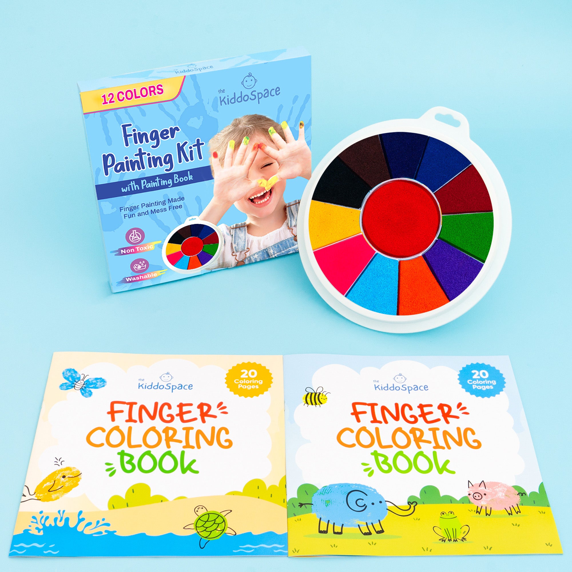 Funny Finger Paint Kit, 25 Color Washable Finger Paint and 12 Pack Stampers  for Kids Finger Drawing Early Learning Toys DIY Crafts Painting School Home  Painting 