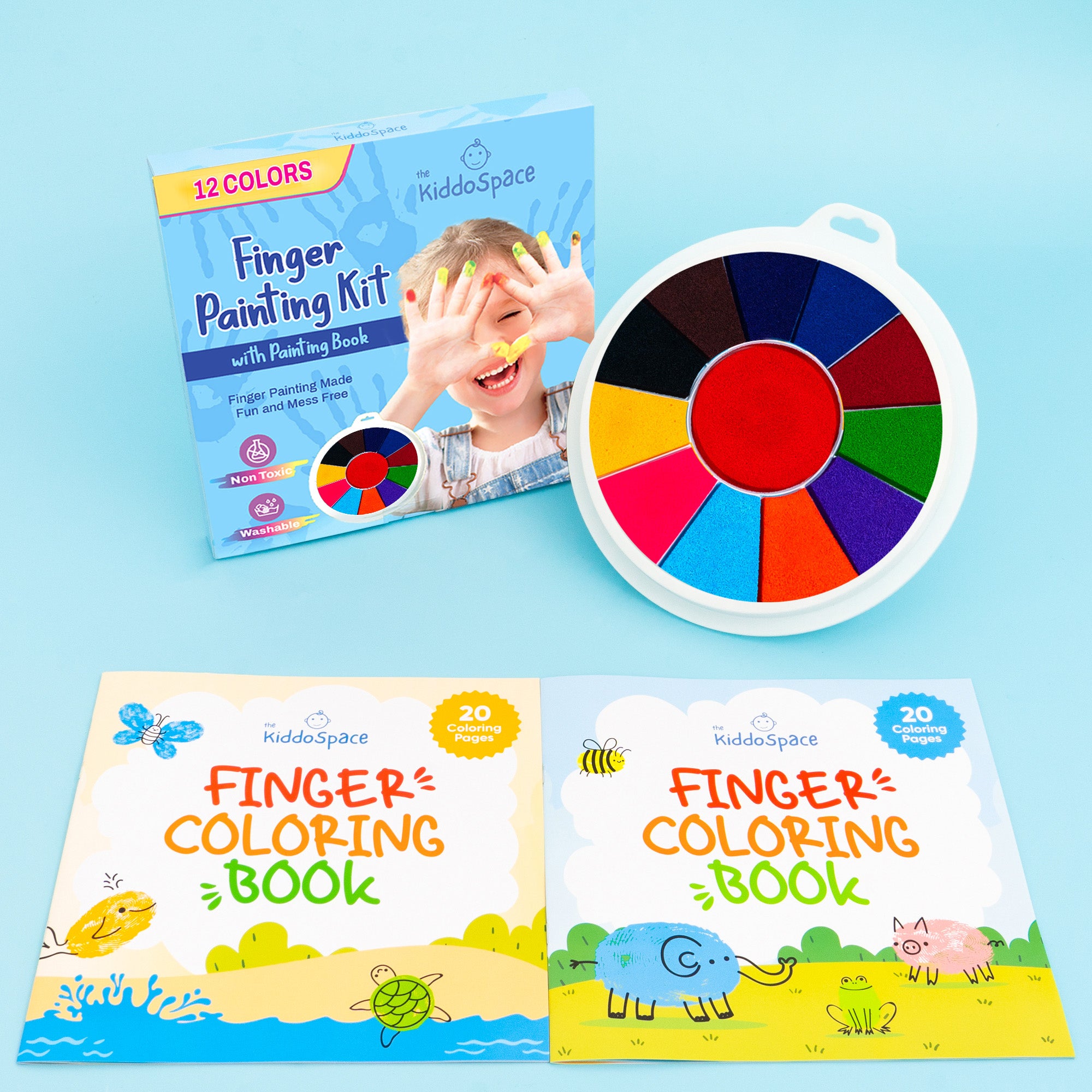 Finger Paint for Toddlers 3+,7 Color Mess Free Coloring Books for