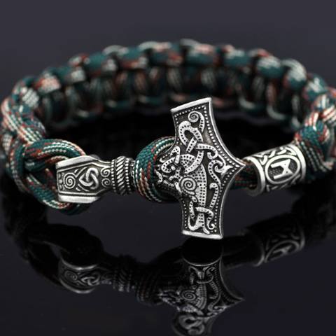 Thor's Hammer Braided Rope Viking Bracelet