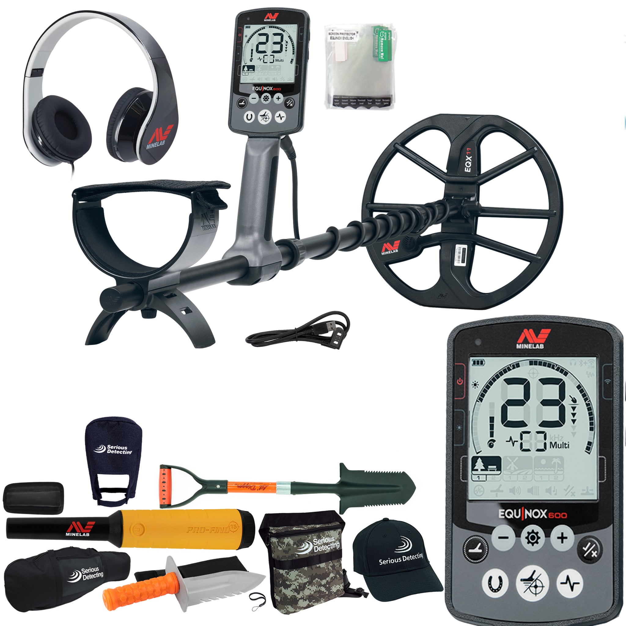 Minelab EQUINOX 600 Multi-IQ Metal Detector Pro Package
