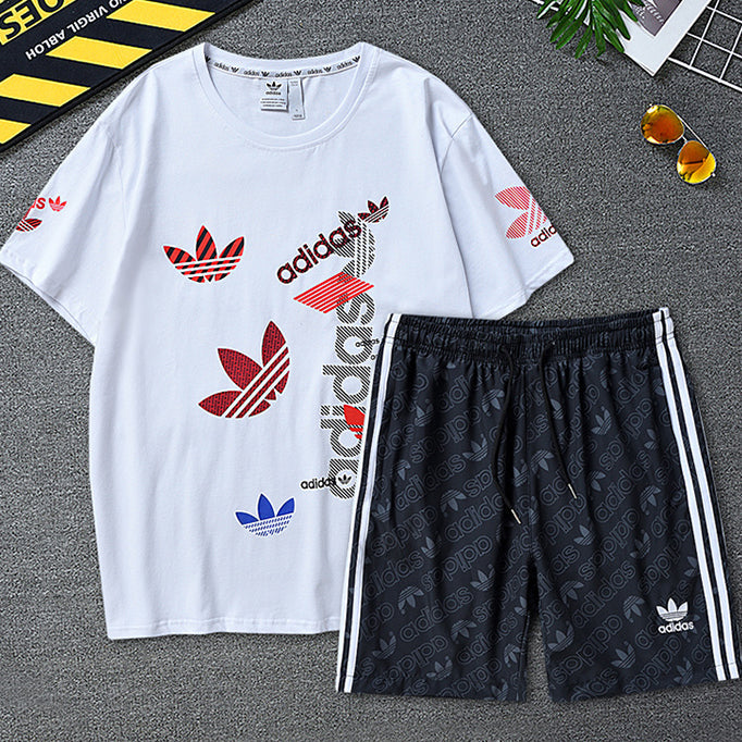 Adidas New Fashion Casual Women Men Short Sleeved T-shirt Shorts Summer Two-Piece Set