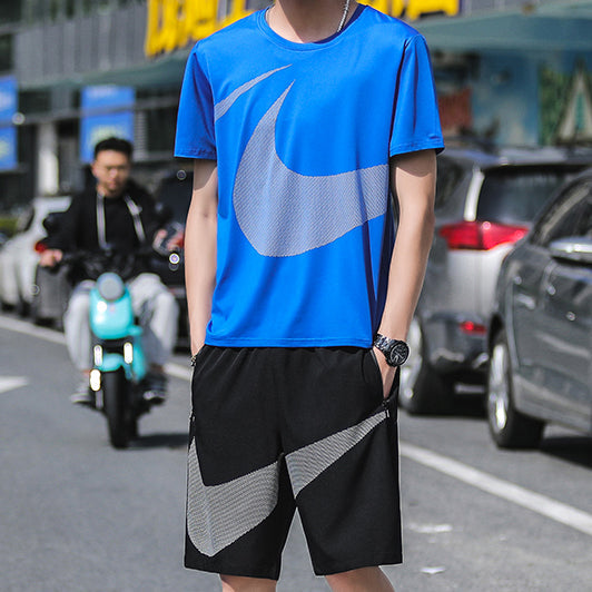 Nike New Fashion Casual Women Men Couple Short Sleeved T-shirt Shorts Summer Two-Piece Set