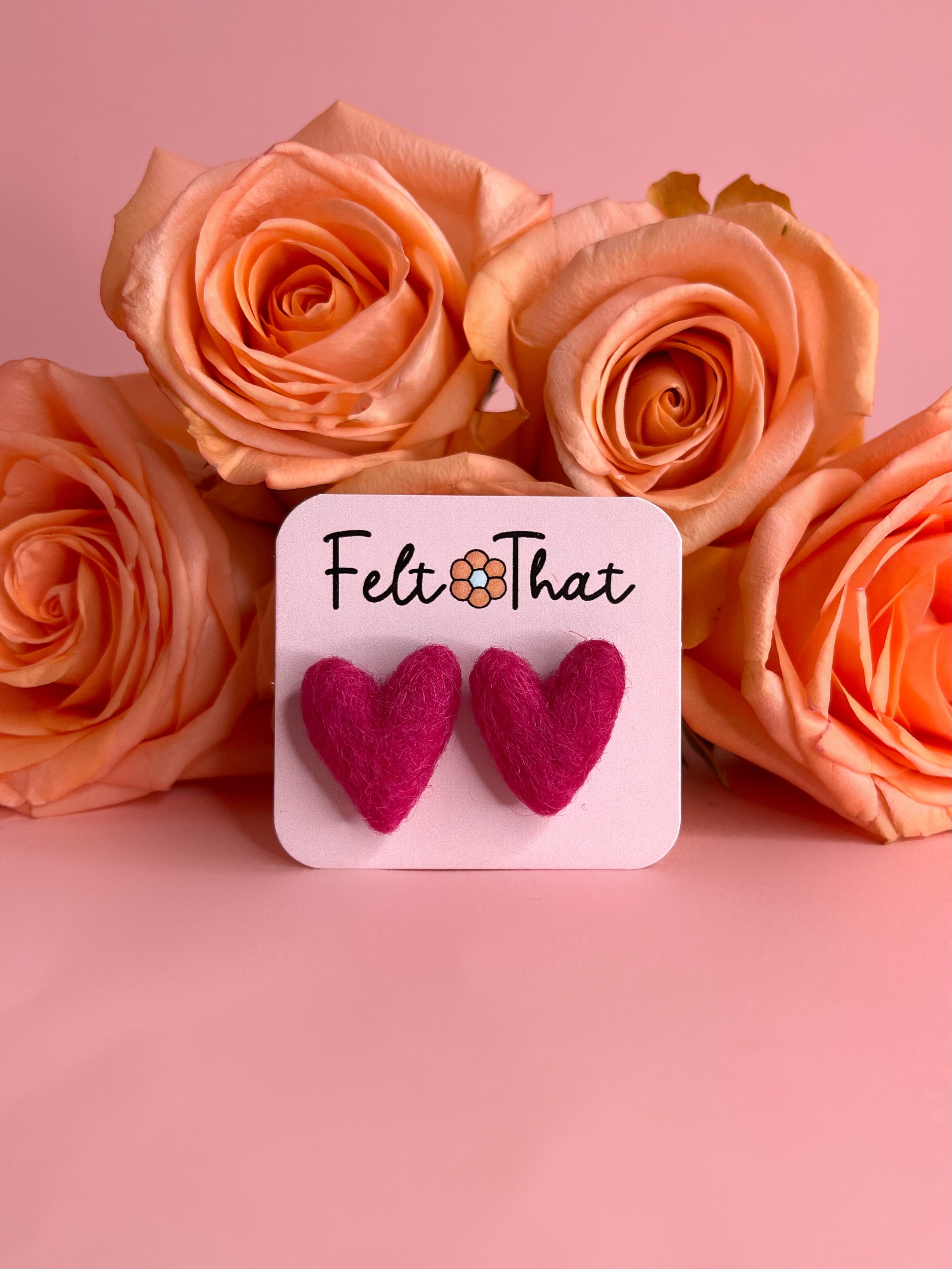 Raspberry Heart Studs