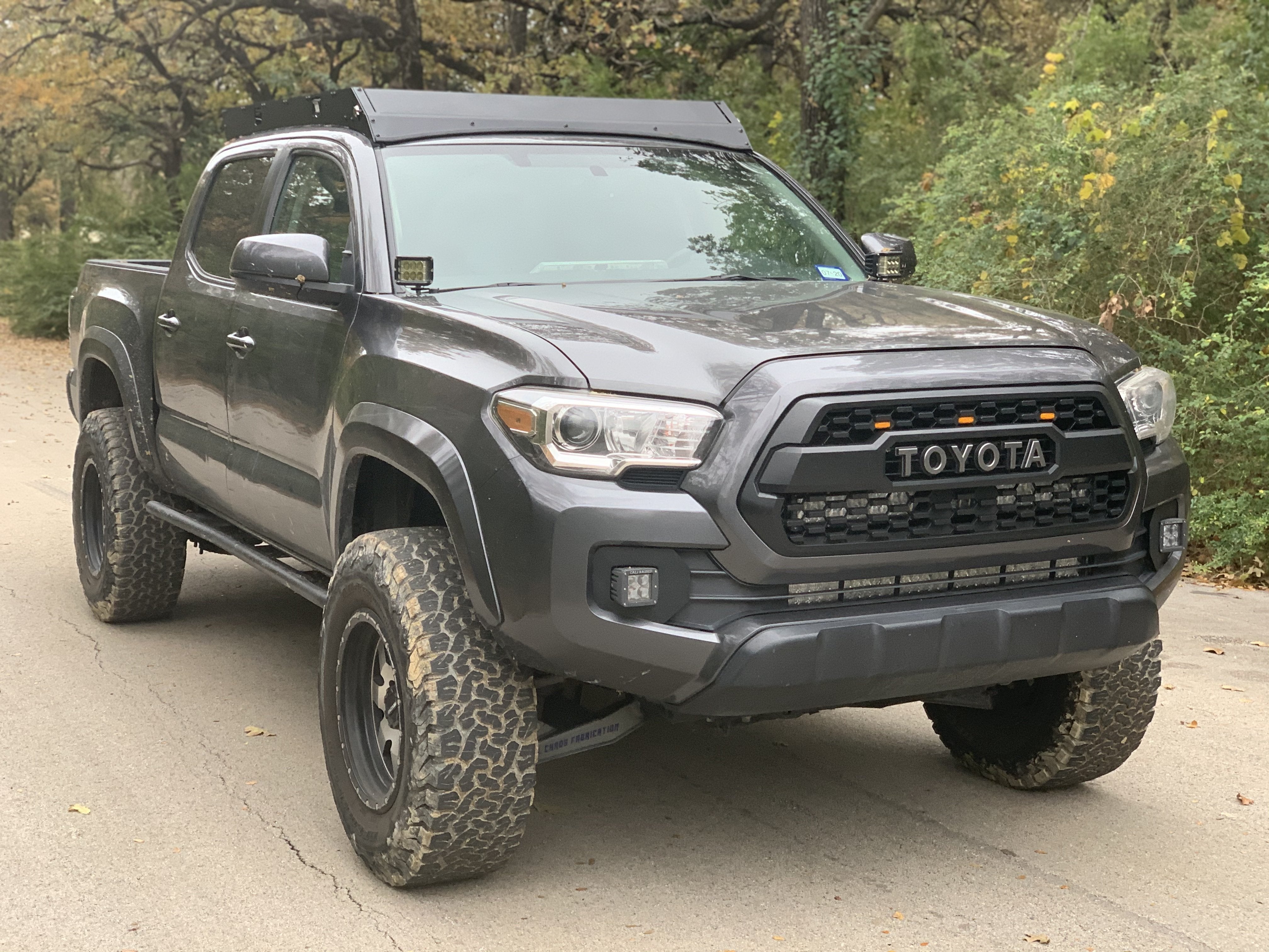 2005-2021 Toyota Tacoma Premium Roof Rack - 43 in Dual Function // Tall Switch and Wiring // LED LIGHT BAR - AMBER - TALL // Light Kit