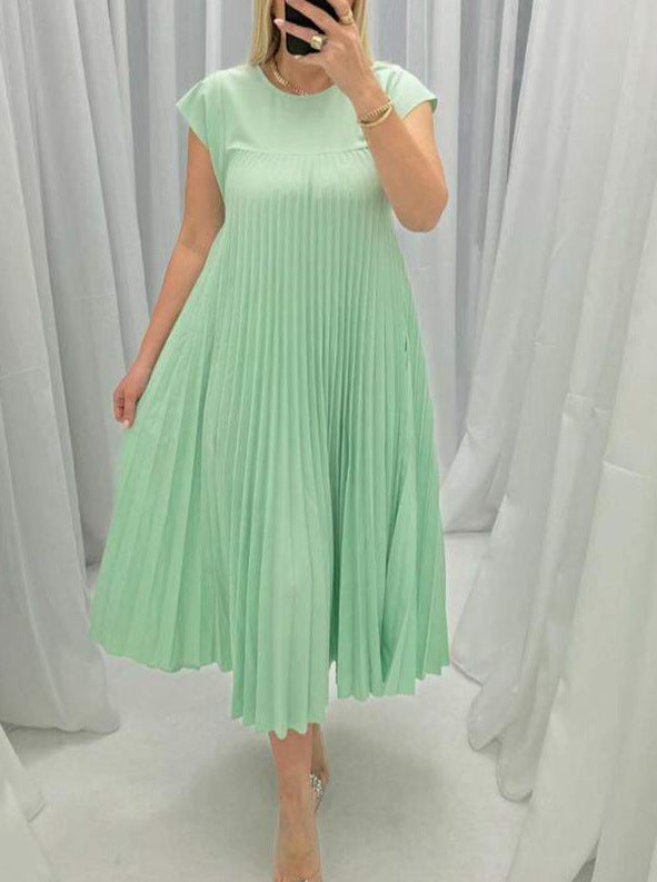 Product Image for Heidi-Mode | Kurz, Gefaltetes Sommerkleid mit Rundem Ausschnitt, Grün / XL