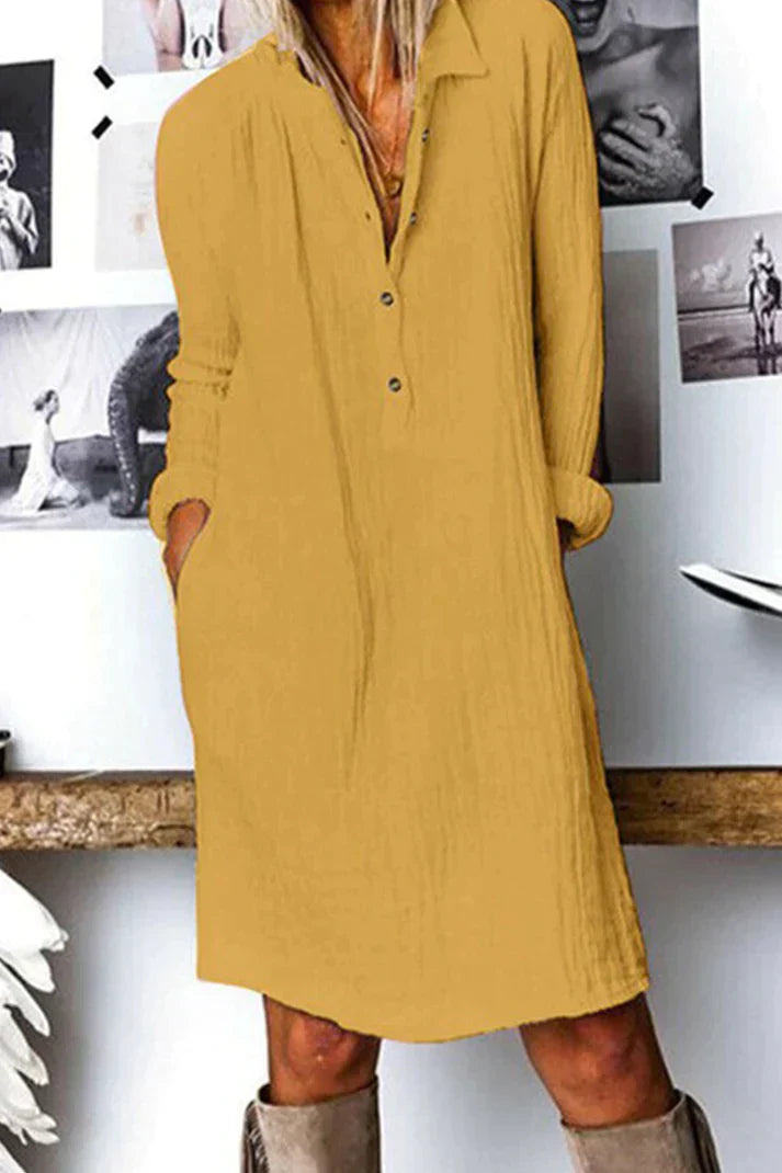 Product Image for Heidi-Mode | Lässige Kleider mit Schnalle und Tiefem Ausschnitt Kragen, Khaki / S