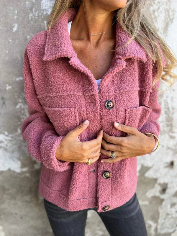 Product Image for Heidi-Mode | Damen Wolljacke mit Reverskragen, Knopfleiste und Taschen weich und warm, Rosa / 2XL