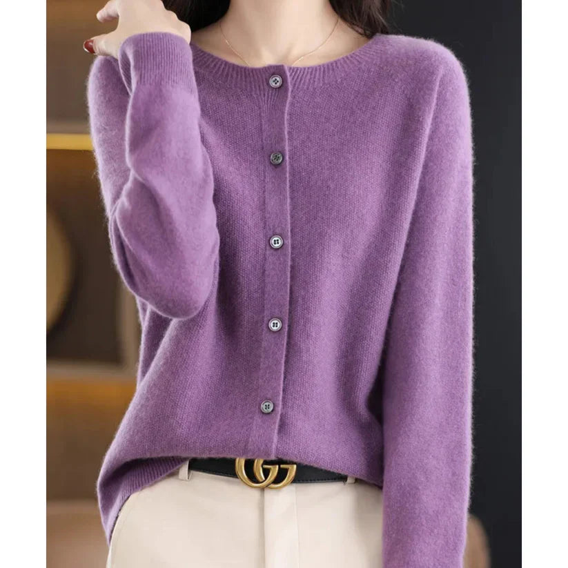 Product Image for Heidi-Mode - O-Ausschnitt Cardigan Kaschmir Pullover, Lila / S