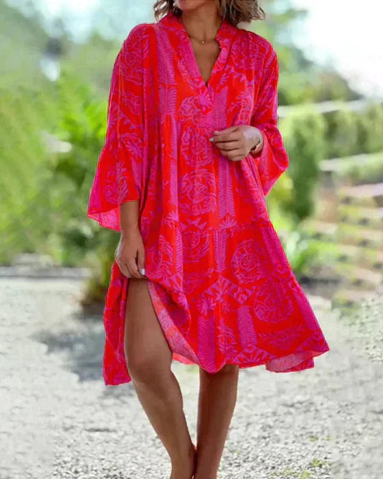 Product Image for Heidi-Mode | Boho Cotton Kleid, Rot Orange / M