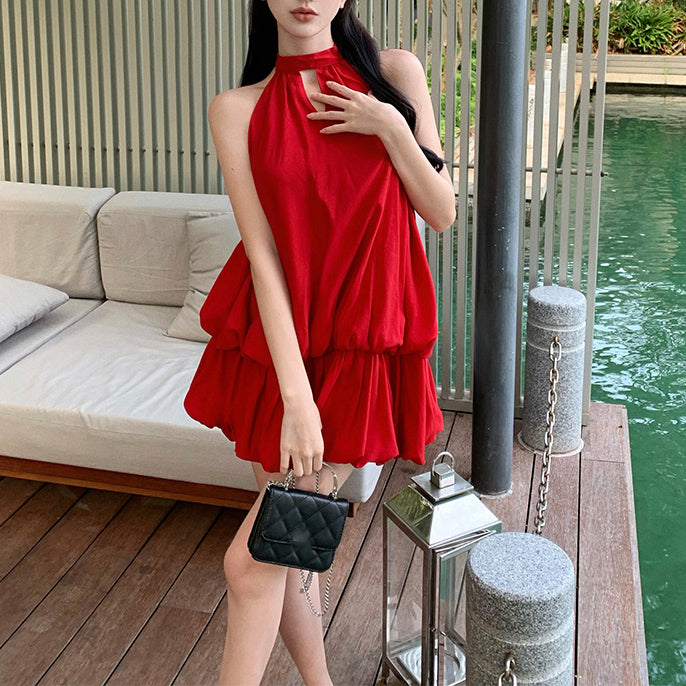Product Image for Heidi-Mode | Rotes Neckholder Rückenfreies Kleid, Rot / L