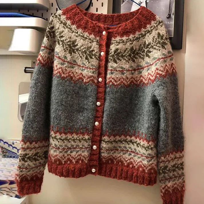 Product Image for Heidi-Mode | Bequemer, Geknöpfter Pullover aus Vintage-Jacquard Von Fel Island, 4XL