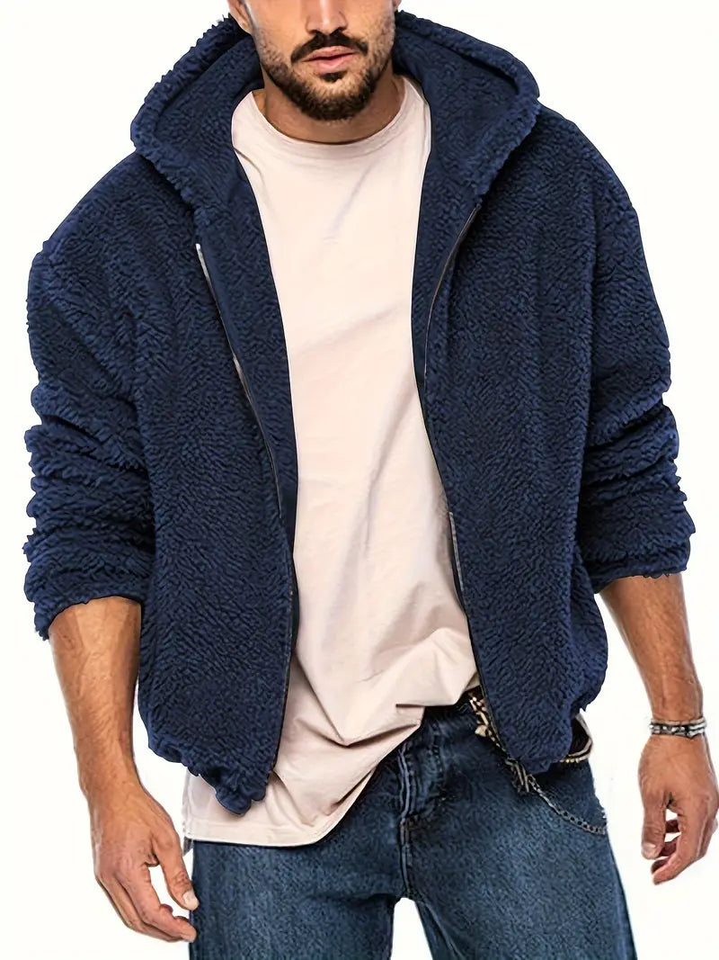 Product Image for Heidi-Mode Teddyjacke mit Reißverschluss für Männer, Marineblau / XL