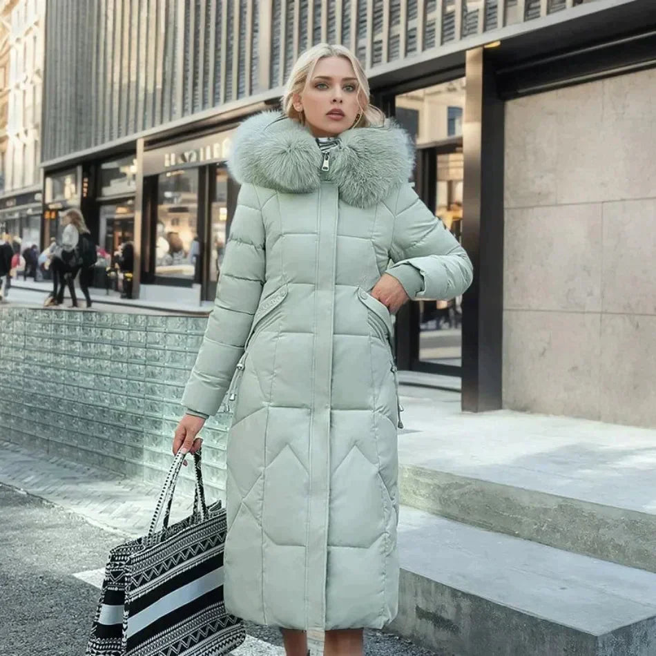 Product Image for Heidi-Mode | Wintermantel Nordiva mit Kunstpelz lang und elegant, Grün / L