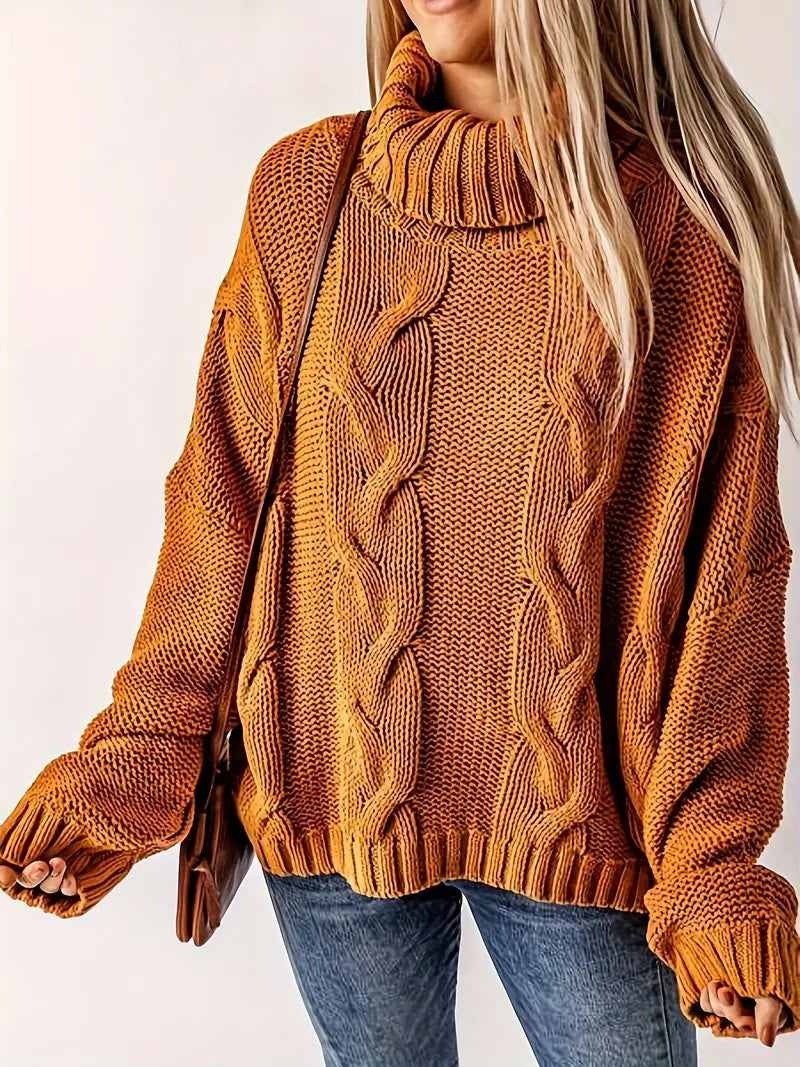 Product Image for Heidi-Mode | Essential Pullover mit langen Ärmeln aus Zopfmuster, Karamell / 2XL