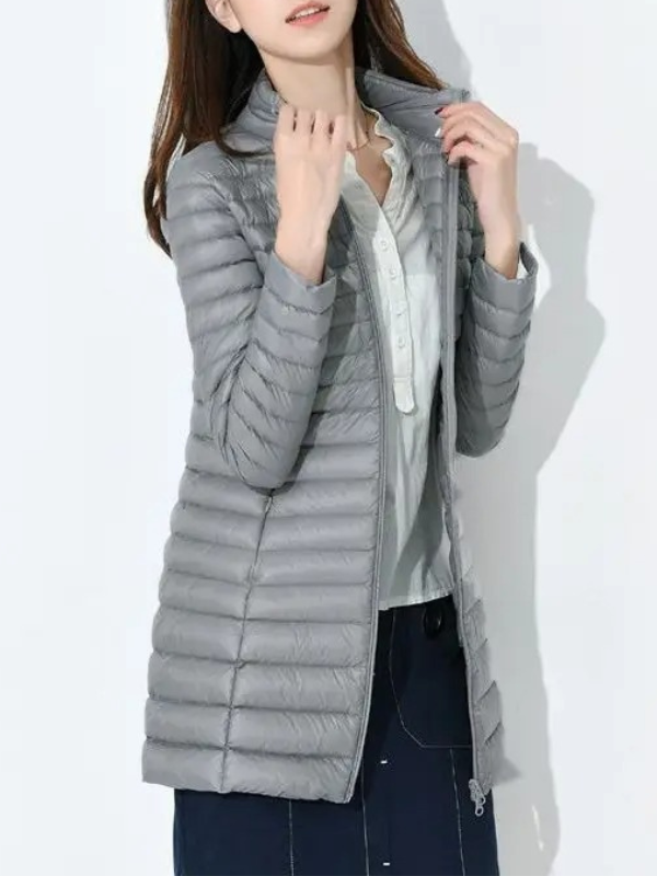 Product Image for Damen Leichte Daunenjacke Tailliert, Grau / 3XL