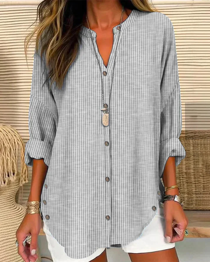 Product Image for Heidi-Mode | Charm Of Casualness Locker Geschnittene Gestreifte Bluse, Grau / 3XL