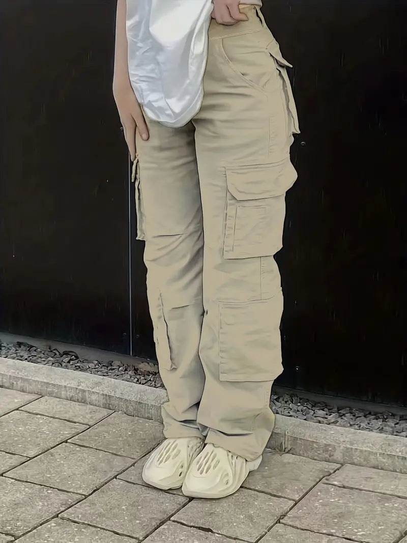 Product Image for Heidi-Mode | Retro Cargo Jeans Street Style mit Hoher Taille, XS / Khaki