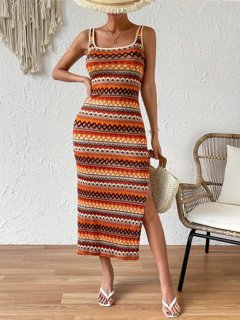 Product Image for Heidi-Mode | Gestreiftes Sommerkleid Ärmellos, Orange / XS