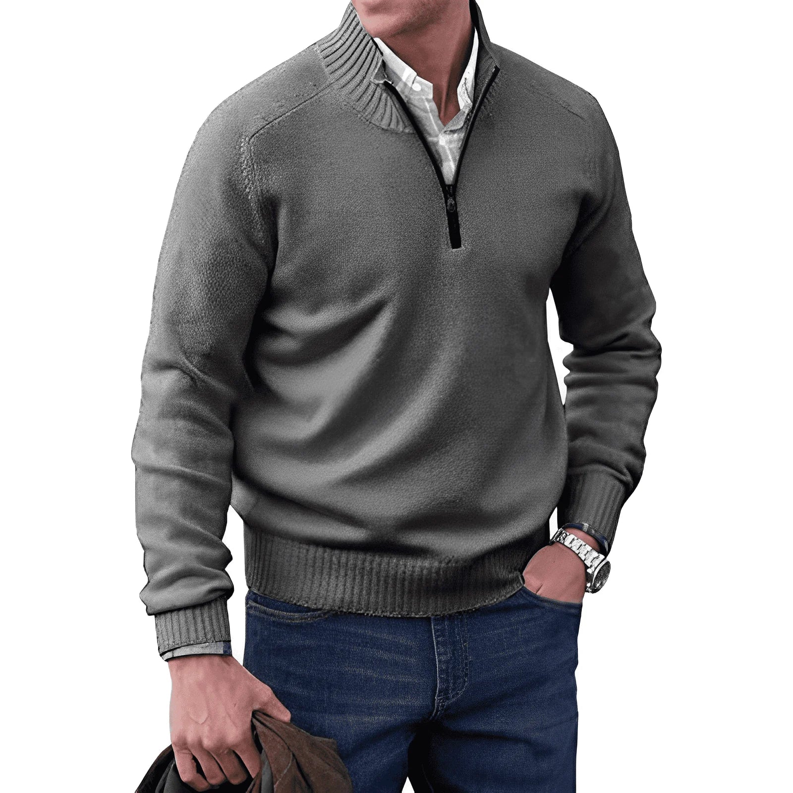 Product Image for Heidi-Mode | Eleganter Zipper Pullover Stilbewusst und Vielseitig, Dunkelgrau / 3XL