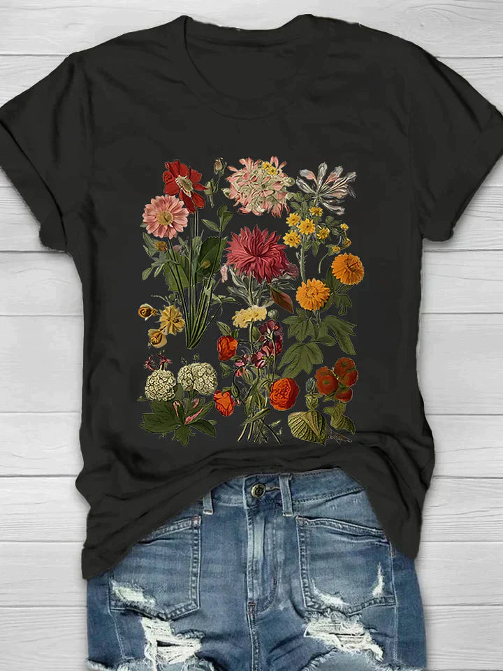 Product Image for Vintage Damen T-Shirt mit Blumenmuster, Orange / 5XL