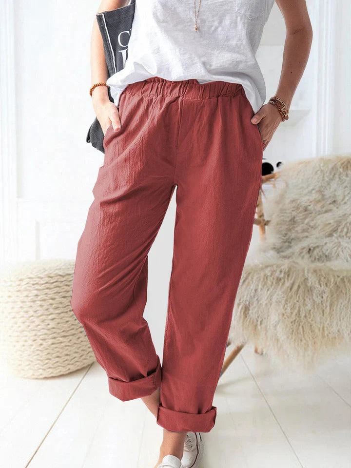 Product Image for Heidi-Mode | Leinenhose mit Gummizug Bequem & Stilvoll, Rot / XL