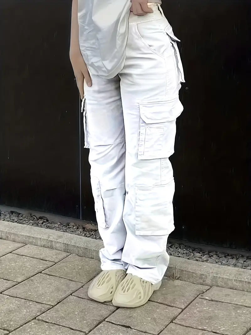 Product Image for Heidi-Mode | Retro Cargo Jeans Street Style mit Hoher Taille, XL / Weiß